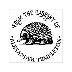 Cute Quilled Echidna Australia Library Book Name Self-inking Stamp
