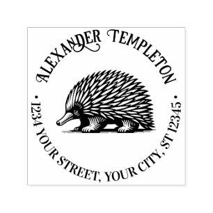 Cute Quilled Echidna Australia Name Return Address Self-inking Stamp
