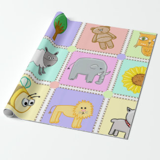 Cute quilt pattern on baby shower wrapping paper