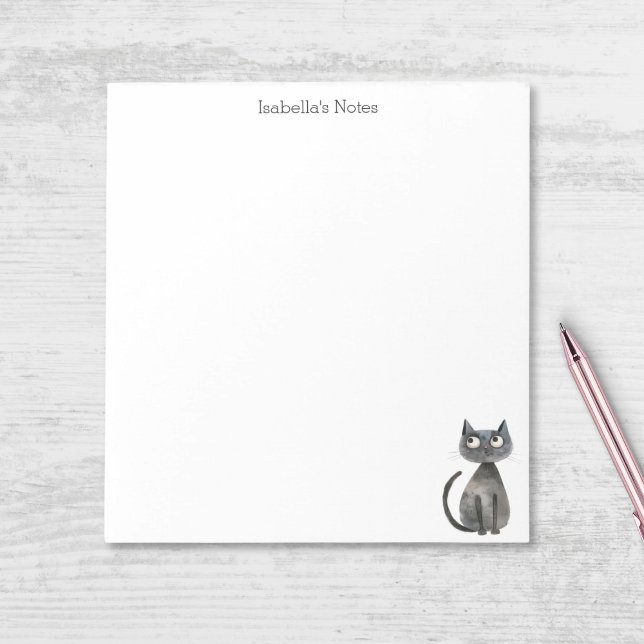 Cute Quirky Black Cat Personalized Notepad (Creator Uploaded)