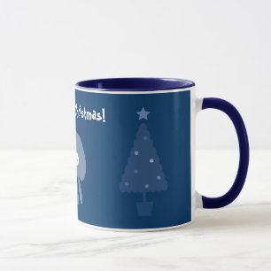 Cute & Quirky Blue Jellyfish & Christmas Trees Mug