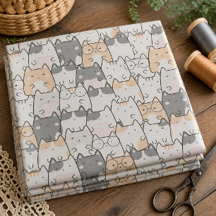 Cute Quirky Cat Pattern Fabric