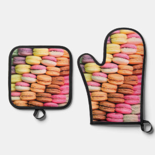 Cute Quirky Colorful Macaroons Oven Mitt & Pot Holder Set