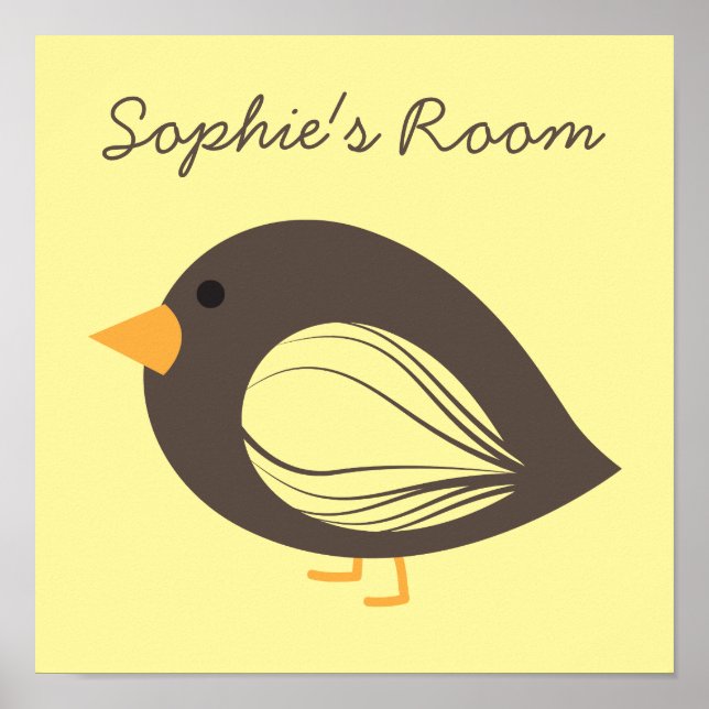 Cute quirky colourful birds poster (Front)