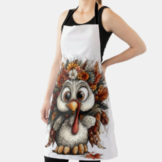 CUTE QUIRKY FALL THANKSGIVING TURKEY APRON