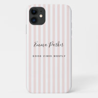 Cute Quirky Humor Girl Name Good Vibes Pink Stripe