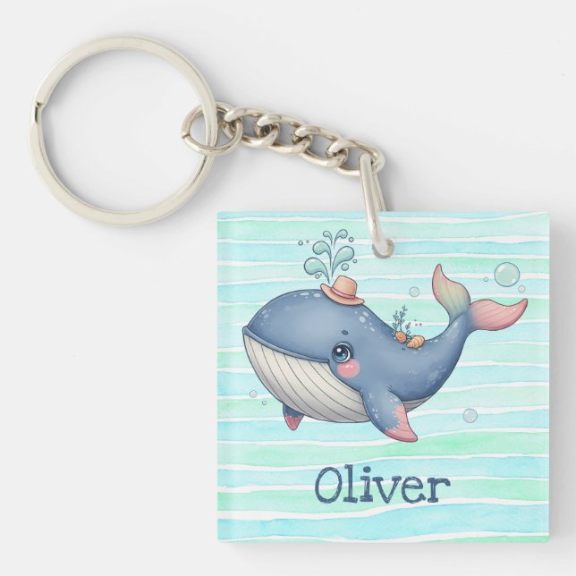 Cute Quirky Little Whale Keychain (Front)