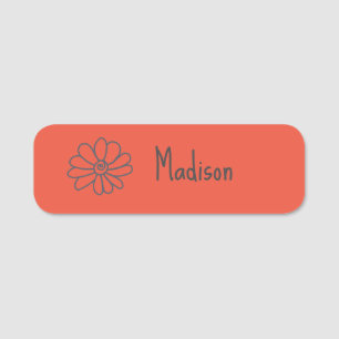 Cute,Quirky Orange Flower Name Tag