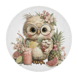 CUTE QUIRKY SUMMER THEMED BABY OWL CUTTING BOARD