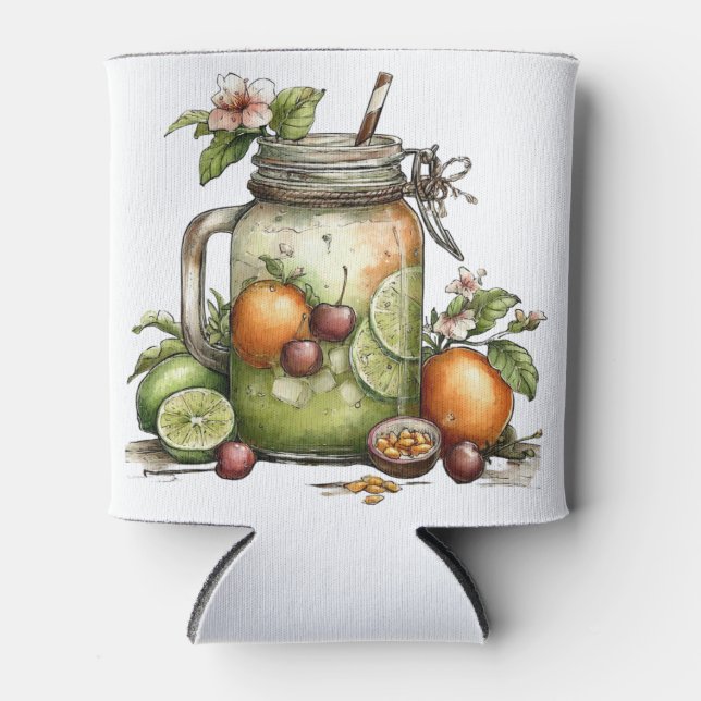 CUTE QUIRKY SUMMER TROPICAL BEVERAGE CAN COOLER (Front)