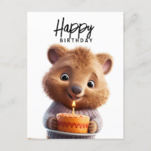 Cute quokka with birthday cake 