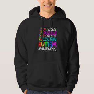 Cute Quote I Wear Puzzle For My Cousin Autism Awar Hoodie