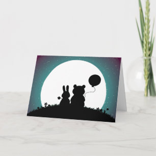 Cute Rabbit and Bear Wedding Greeting Card