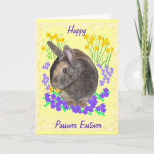 Cute Rabbit and flowers  Passover, Eastover Card
