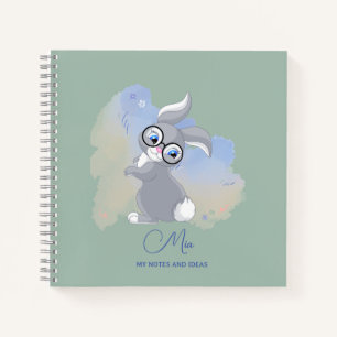 Cute Rabbit and Glasses Personalized Notebook