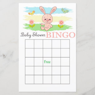 Cute rabbit baby shower bingo card
