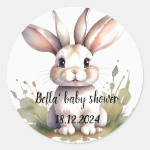 Cute Rabbit baby shower  Classic Round Sticker