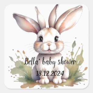 Cute Rabbit baby shower  Square Sticker