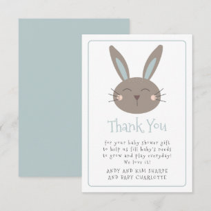 Cute Rabbit Baby Shower Thank You Card