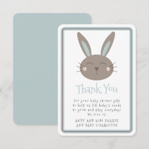 Cute Rabbit Baby Shower Thank You Card