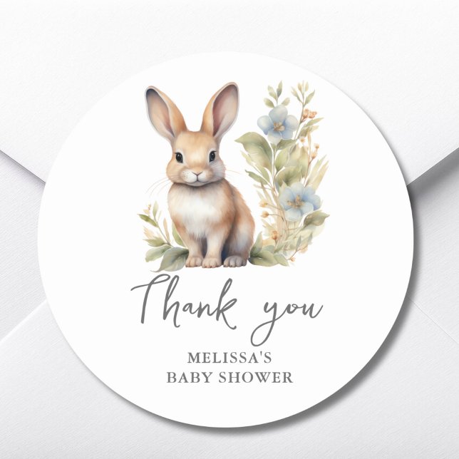 Cute Rabbit Baby Shower Thank You Favour Sticker (Creator Uploaded)