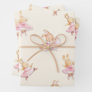 Cute rabbit ballerina wrapping paper 