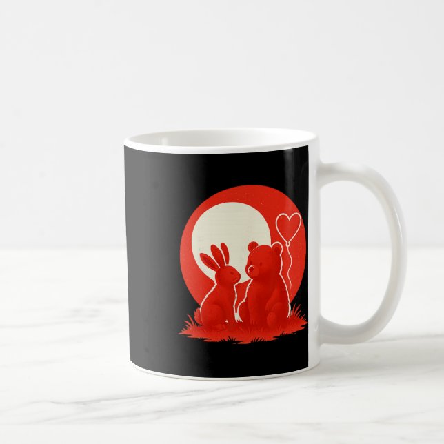 Cute Rabbit Bear Couple Valentine's Day Lovers  Coffee Mug (Right)