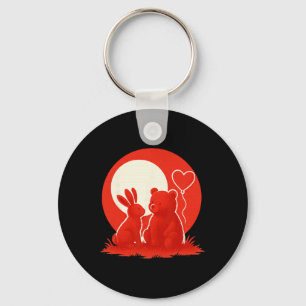 Cute Rabbit Bear Couple Valentine's Day Lovers  Keychain