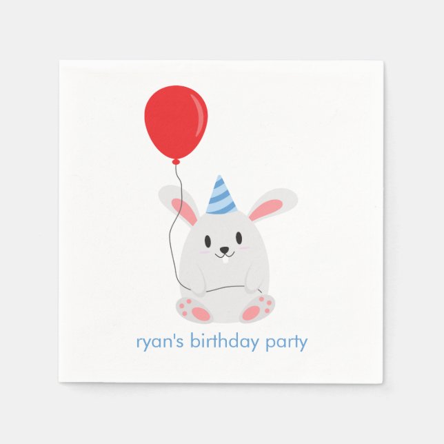 Cute Rabbit Birthday Party Napkin (Front)