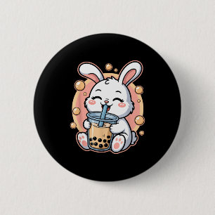 Cute Rabbit Boba Tea Bubble Tea 2 Inch Round Button