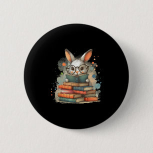 Cute Rabbit Book Lover Easter Gift Reading Bunny W 2 Inch Round Button