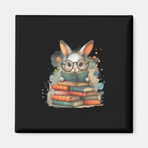 Cute Rabbit Book Lover Easter Gift Reading Bunny W Magnet