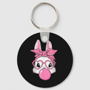 Cute Rabbit Bunny Blowing Bubble Gum Easter Day Keychain