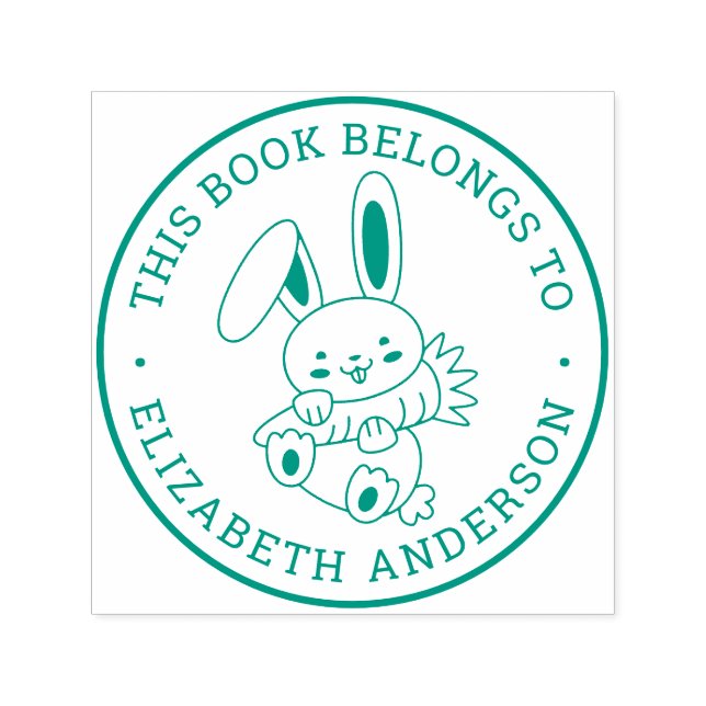 Cute Rabbit Bunny Cartoon This Book Belongs To Self-inking Stamp (Design)