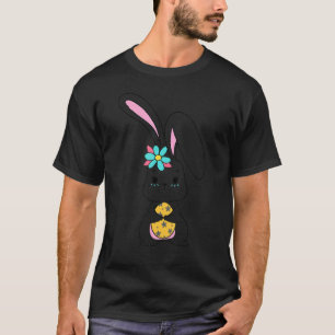 Cute Rabbit Bunny Face Girl Happy Easter Day T-Shirt
