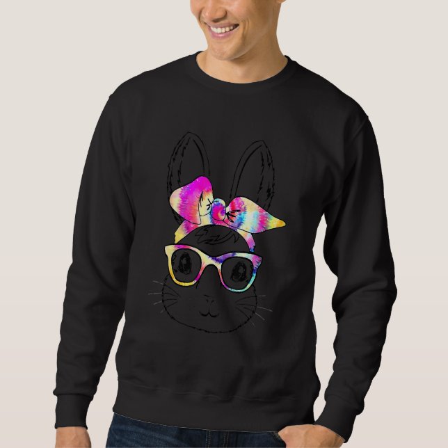 Cute Rabbit Bunny Face Leopard Glasses Headband Ea Sweatshirt (Front)