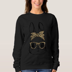 Cute Rabbit Bunny Face Leopard Glasses Headband Ea Sweatshirt