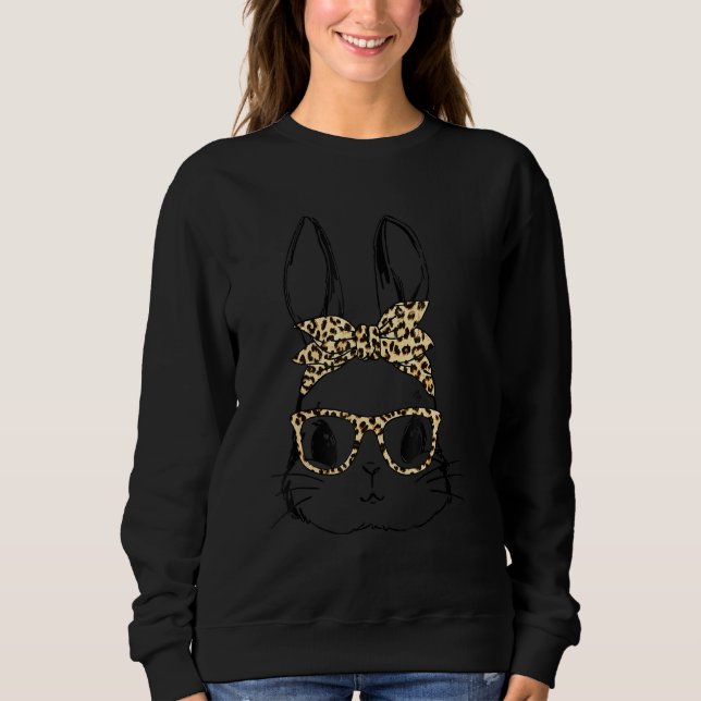 Cute Rabbit Bunny Face Leopard Glasses Headband Ea Sweatshirt (Front)