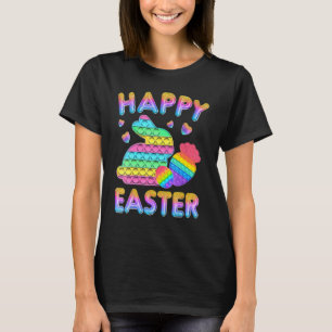 Cute Rabbit Carrot Easter Egg Pop It Happy Easter T-Shirt