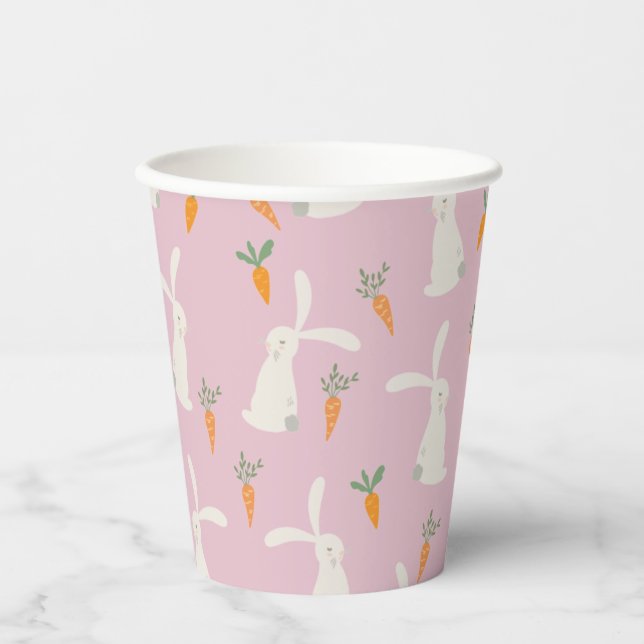 Cute Rabbit Carrot Pattern Paper Cups (Front)
