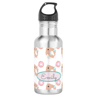 Cute Rabbit Cartoon Bunny Donut Pattern Childs 532 Ml Water Bottle
