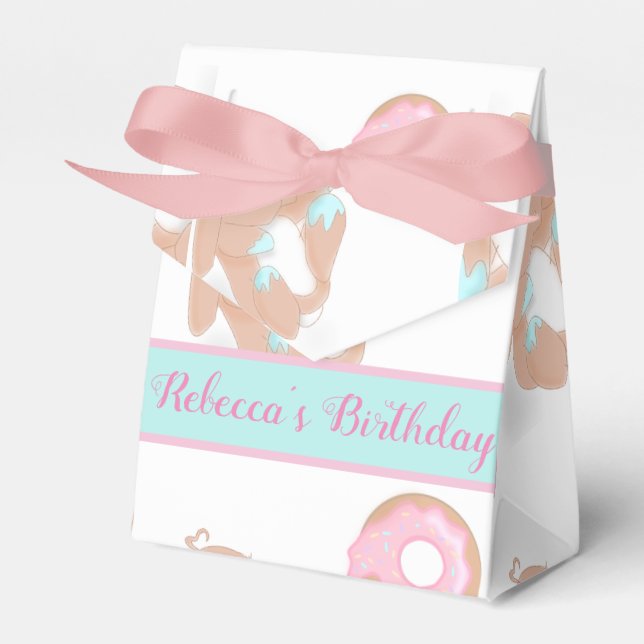 Cute Rabbit Cartoon Pink Girls Birthday Party  Favor Box (Front Side)