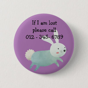 Cute rabbit,  Child Emergency Contact 2 Inch Round Button