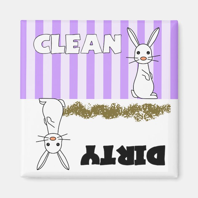 Cute Rabbit Clean / Dirty Dishwasher Magnet (Front)