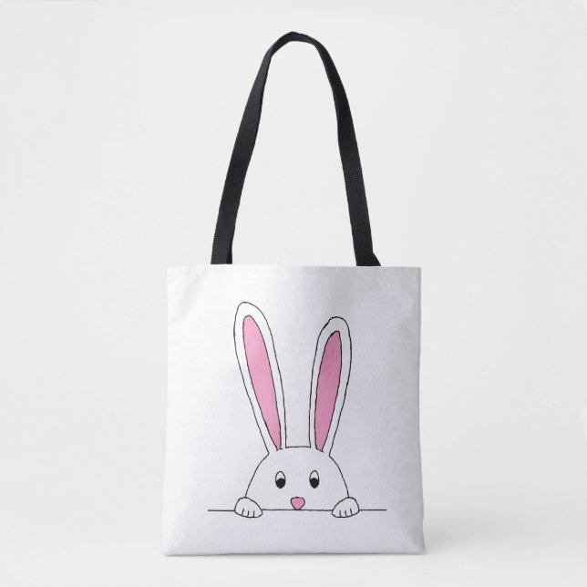 Cute Rabbit Clipart Peaking Cute Animals Bunny Art Tote Bag (Front)