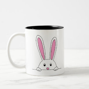 Cute Rabbit Clipart Peaking Cute Animals Bunny Art Two-Tone Coffee Mug