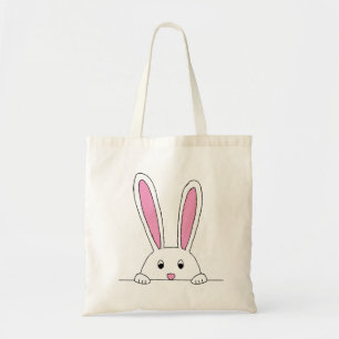 Cute Rabbit Clipart Peaking Cute Animals Bunny Tote Bag