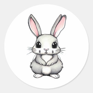 Cute rabbit design classic round sticker