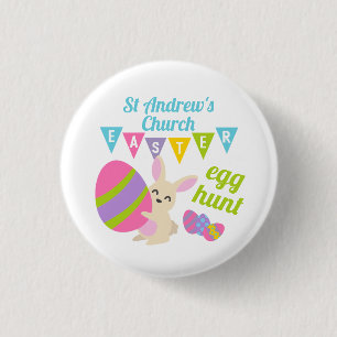 Cute Rabbit Easter Egg Hunt Blue 1 Inch Round Button