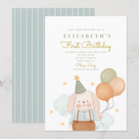 Cute Rabbit First Birthday 1st Birthday